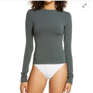 Skims Deep Sea * Stretch Cotton Jersey Long Sleeve T-Shirt